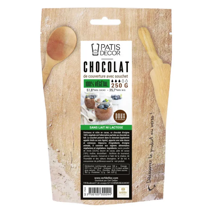 Chocolat de couverture végétal doux Patisdécor 250 g-Cerf Dellier New