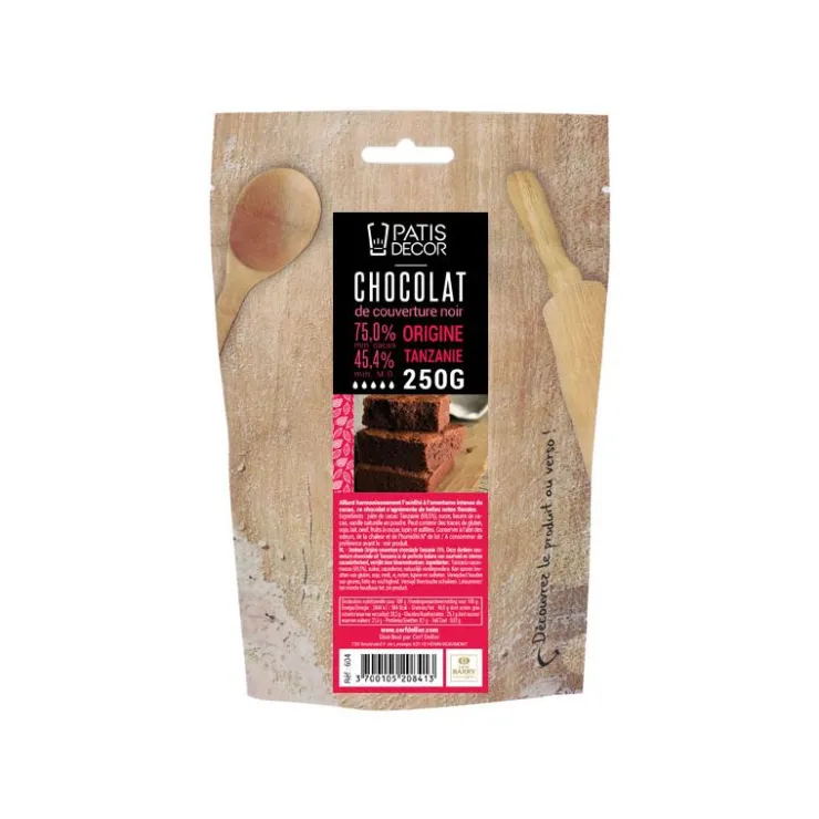Chocolat Noir origine Tanzanie 75 % Barry 250 g-Cerf Dellier Clearance