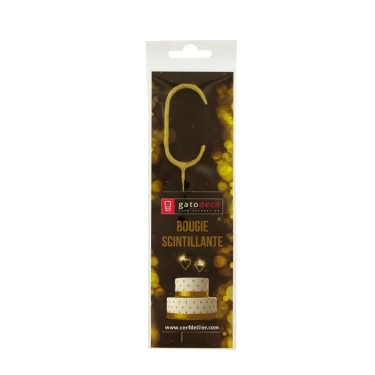 Cierge magique doré lettre C-Cerf Dellier Outlet