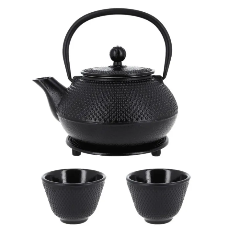 Coffret théière + tasses à points en fer noir - 900 ml-Cerf Dellier Hot