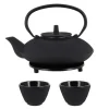 Coffret théière + tasses à rayures en fer noir - 800 ml-Cerf Dellier Hot