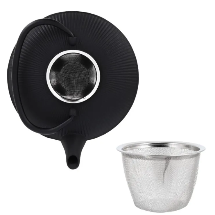 Coffret théière + tasses à rayures en fer noir - 800 ml-Cerf Dellier Hot