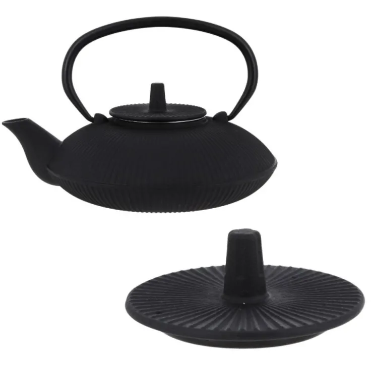 Coffret théière + tasses à rayures en fer noir - 800 ml-Cerf Dellier Hot
