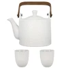 Coffret théière + tasses en céramique blanche - 900 ml-Cerf Dellier Discount
