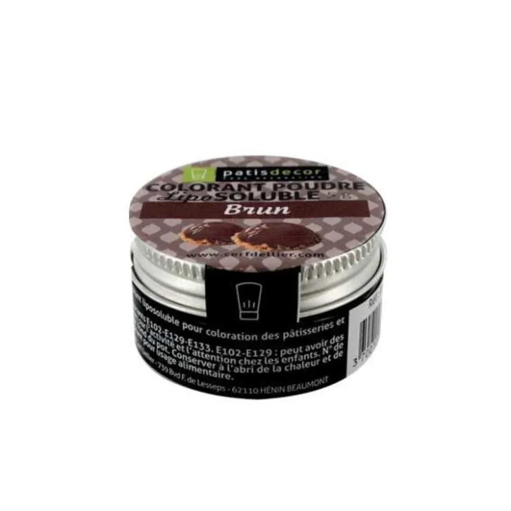 Colorant alimentaire liposoluble poudre brun 5 g-Cerf Dellier New
