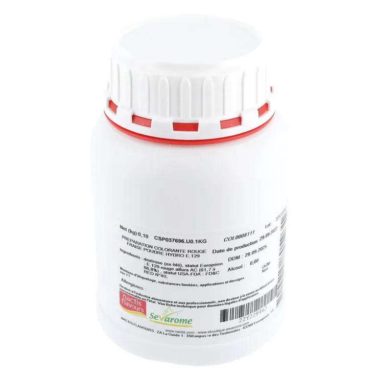 Colorant poudre alimentaire Rouge Fraise 100 g-Cerf Dellier Clearance