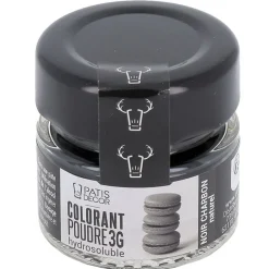 Colorant poudre hydrosoluble noir charbon naturel 3 g-Cerf Dellier New