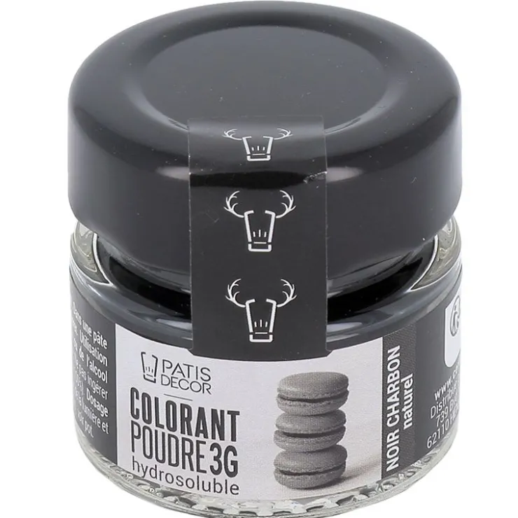 Colorant poudre hydrosoluble noir charbon naturel 3 g-Cerf Dellier New