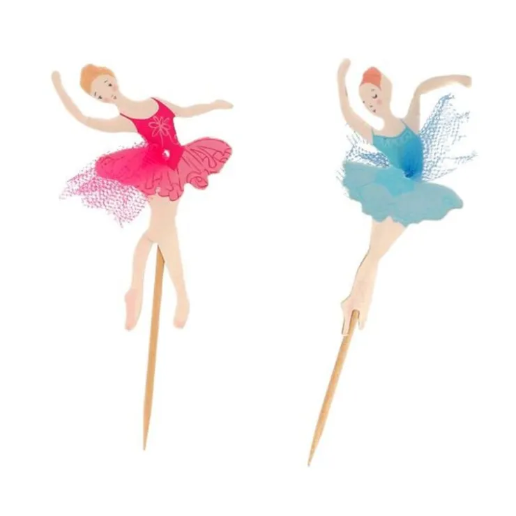 Cupcake Toppers Ballerines assorties (x 12)-Cerf Dellier