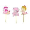 Cupcake Toppers Bébé fille en bois (x3)-Cerf Dellier