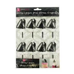 Cupcake Toppers Couples de mariés (x 8)-Cerf Dellier Discount