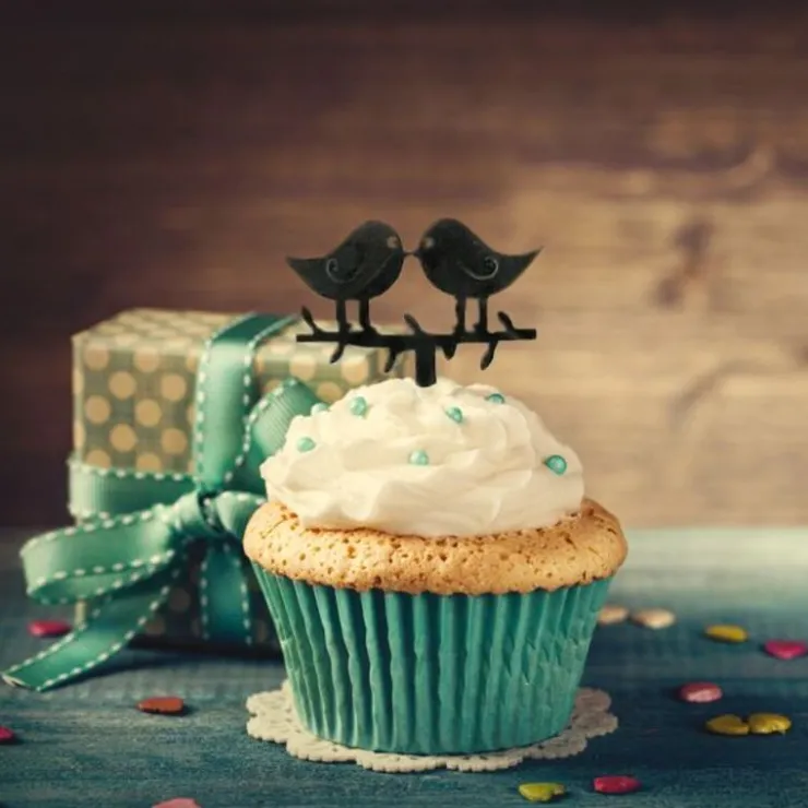 Cupcake Toppers Love Birds (x 8)-Cerf Dellier Discount