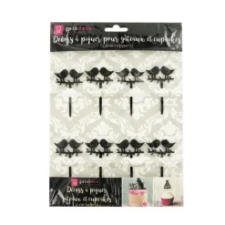 Cupcake Toppers Love Birds (x 8)-Cerf Dellier Discount