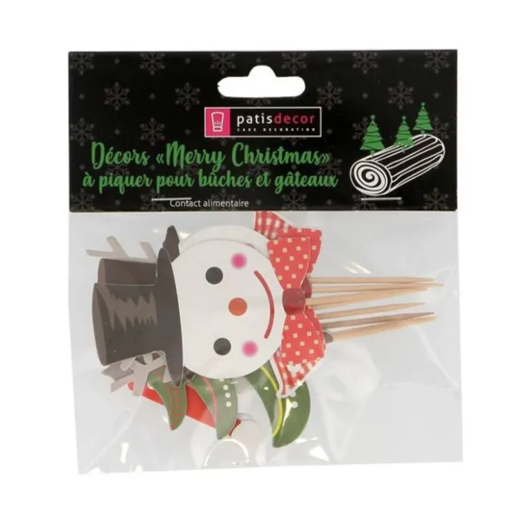Cupcake Toppers Merry Christmas assortis (x8)-Cerf Dellier Discount