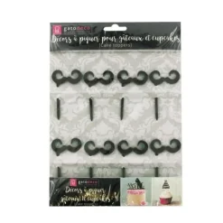 Cupcake Toppers Moustaches (x 8)-Cerf Dellier