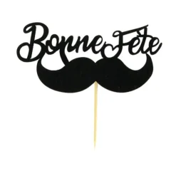 Cupcake Toppers Moustache "Bonne Fête" (x30)-Cerf Dellier Outlet