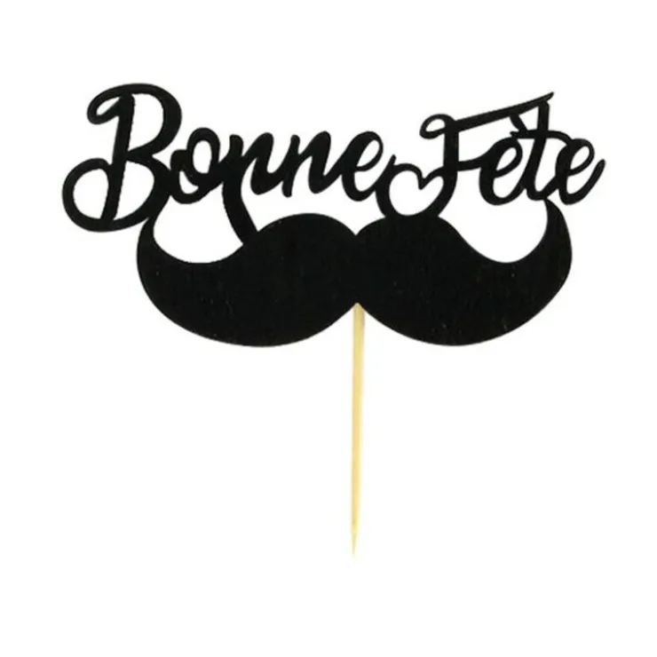Cupcake Toppers Moustache "Bonne Fête" (x 2)-Cerf Dellier Sale