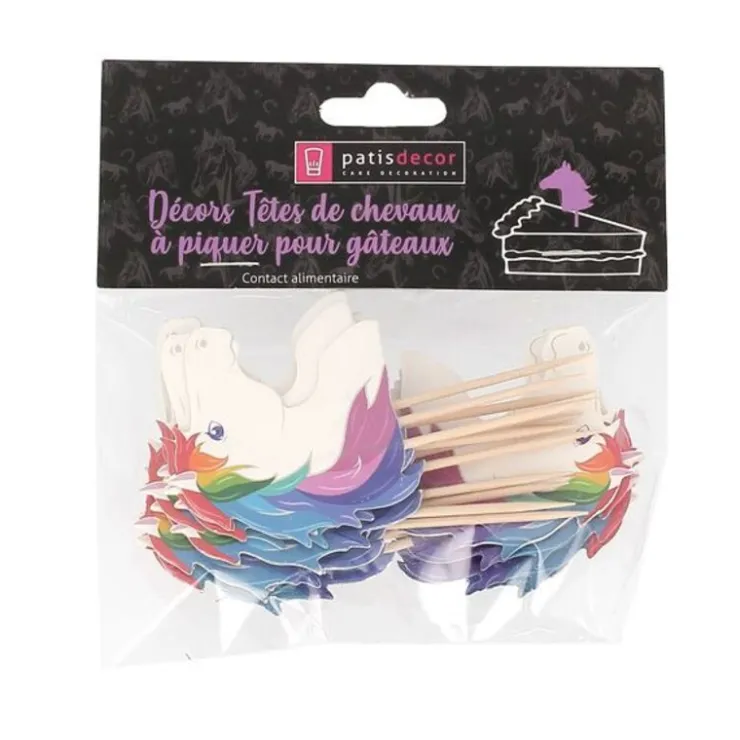 Cupcake Toppers Têtes de chevaux arc-en-ciel (x 20)-Cerf Dellier Discount
