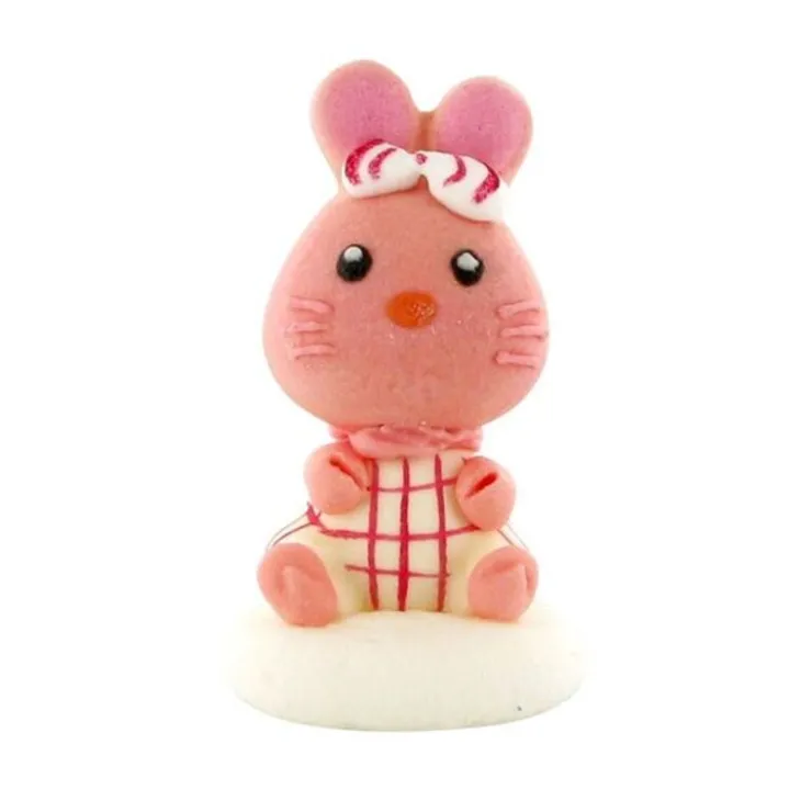 Décor comestible Lapin Rose Assis 5,5 cm-Cerf Dellier Hot