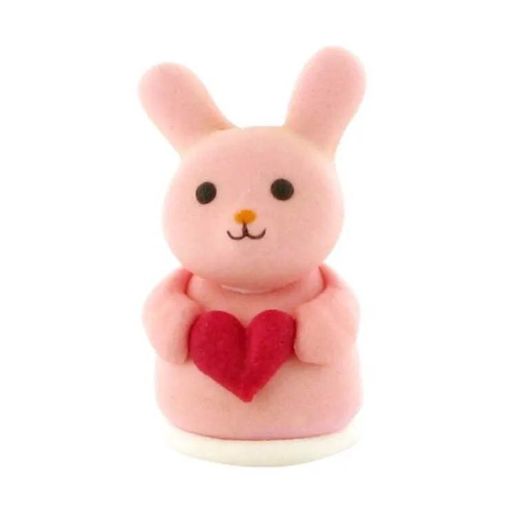 Décor comestible Lapin Rose Coeur 4,5 cm-Cerf Dellier Discount