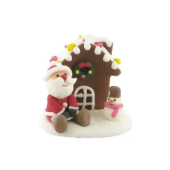 Décor comestible Père Noël assis et chalet (x12)-Cerf Dellier New