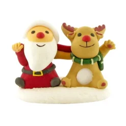Décor comestible Père Noël et Renne assis-Cerf Dellier Sale
