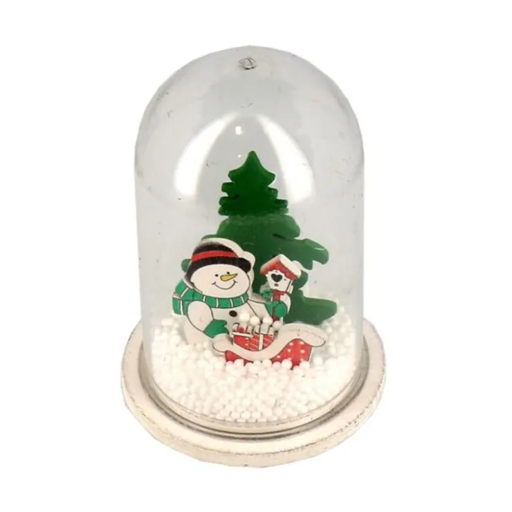 Décor de noël pour bûche "boule à neige bonhomme de neige" à poser-Cerf Dellier Outlet