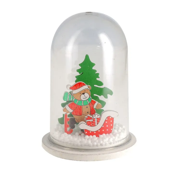 Décor de noël pour bûche "boule à neige ourson de Noël" à poser-Cerf Dellier Outlet