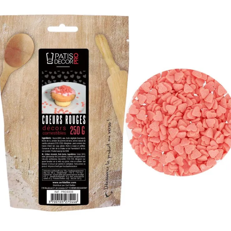 Décors Coeurs rouges comestibles 250 g-Cerf Dellier Sale