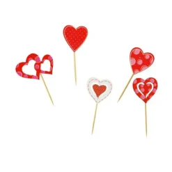 Décors coeurs sur pique en bois (x50)-Cerf Dellier