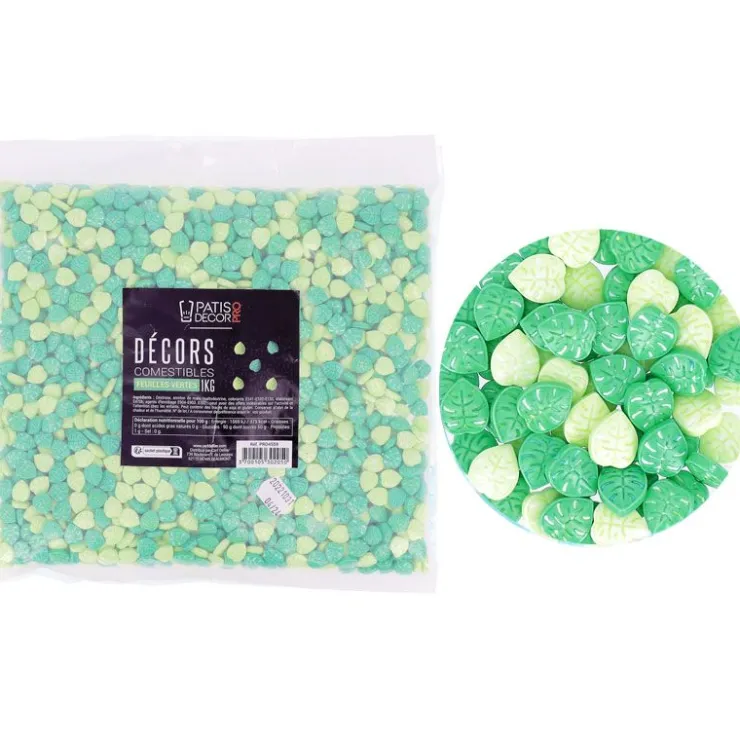 Décors comestibles feuilles vertes 1 kg-Cerf Dellier Outlet