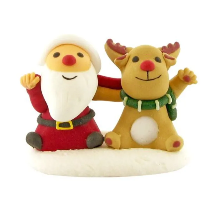 Décors comestibles Père Noël et renne assis (x20)-Cerf Dellier Sale