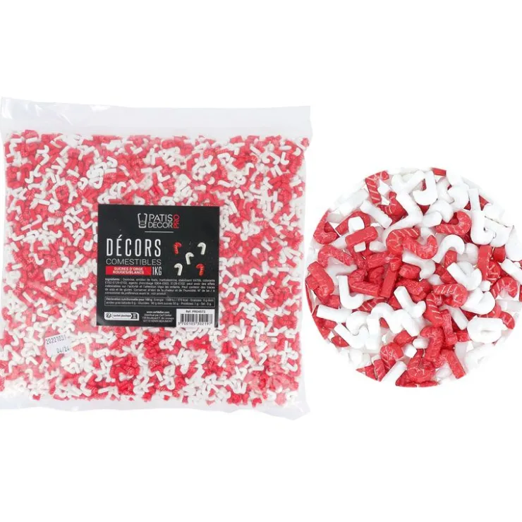 Décors comestibles sucres d'orge rouges et blancs 1 kg-Cerf Dellier