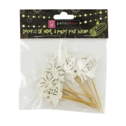 Décors de Noël en bois vintage pailleté (x10)-Cerf Dellier New