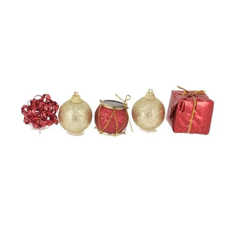Décors de Noël sur pique assortis rouges (x5)-Cerf Dellier Online