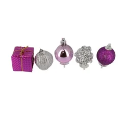 Décors de Noël sur pique assortis roses (x5)-Cerf Dellier Discount