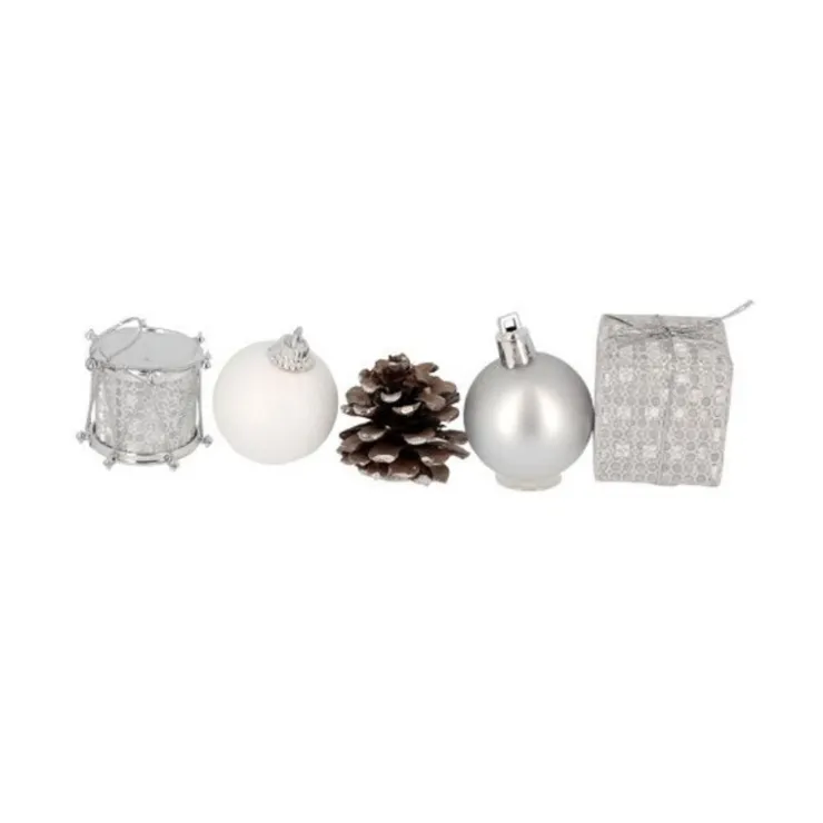 Décors de Noël sur pique assortis argent (x 5)-Cerf Dellier