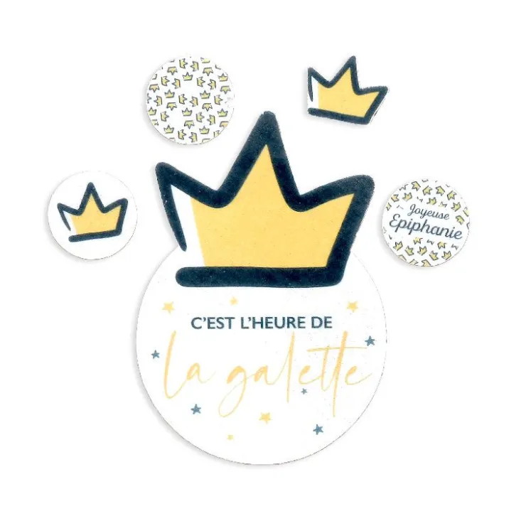 Décors en azyme assortis thème épiphanie Galette - DDM 09/24-Cerf Dellier New