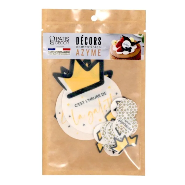 Décors en azyme assortis thème épiphanie Galette - DDM 09/24-Cerf Dellier New