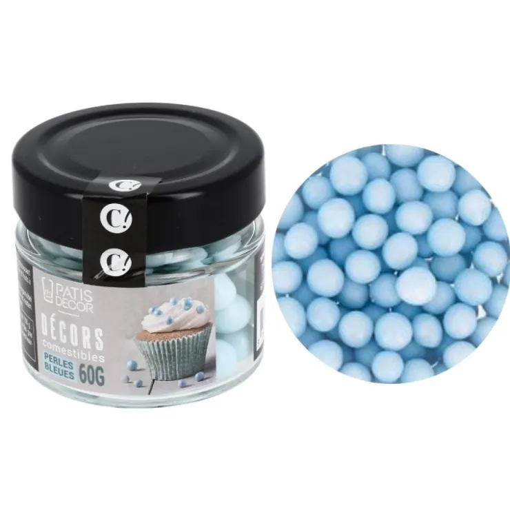 Décors grandes perles bleues comestibles-Cerf Dellier New