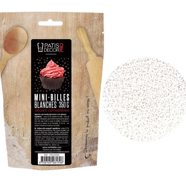 Décors mini billes blanches comestibles 350 g-Cerf Dellier Outlet