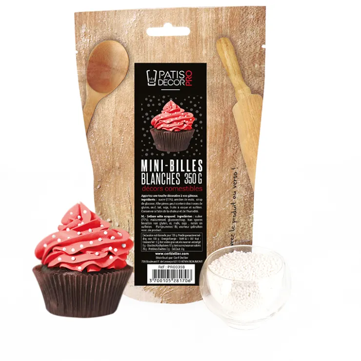 Décors mini billes blanches comestibles 350 g-Cerf Dellier Outlet