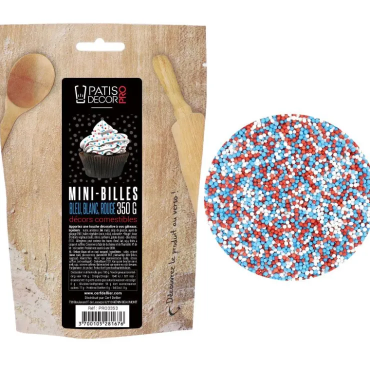 Décors mini billes bleu blanc rouge comestibles 350 g-Cerf Dellier Clearance