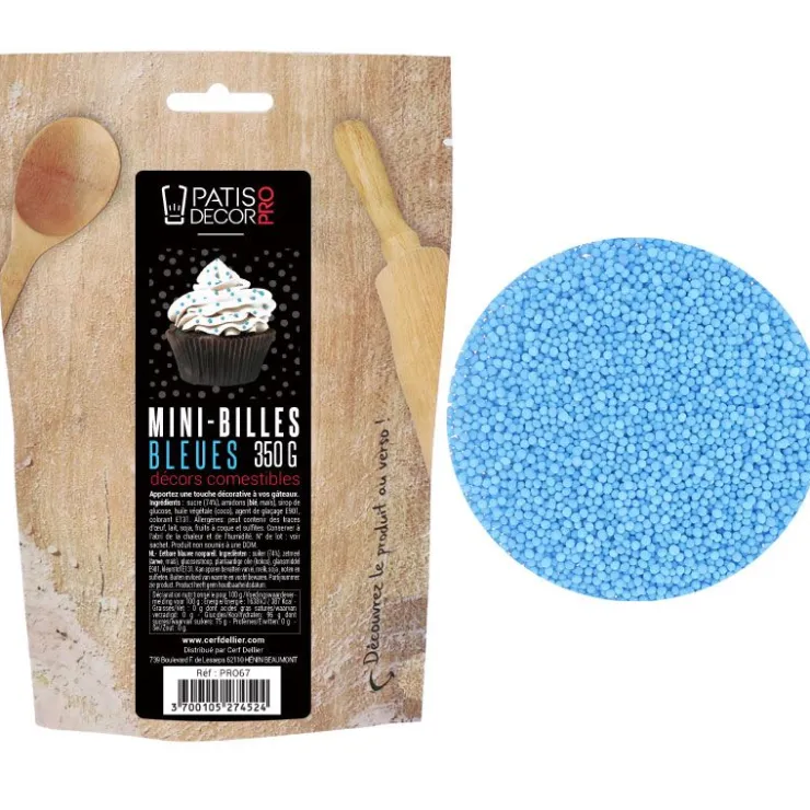 Décors mini billes bleues comestibles 350 g-Cerf Dellier Discount