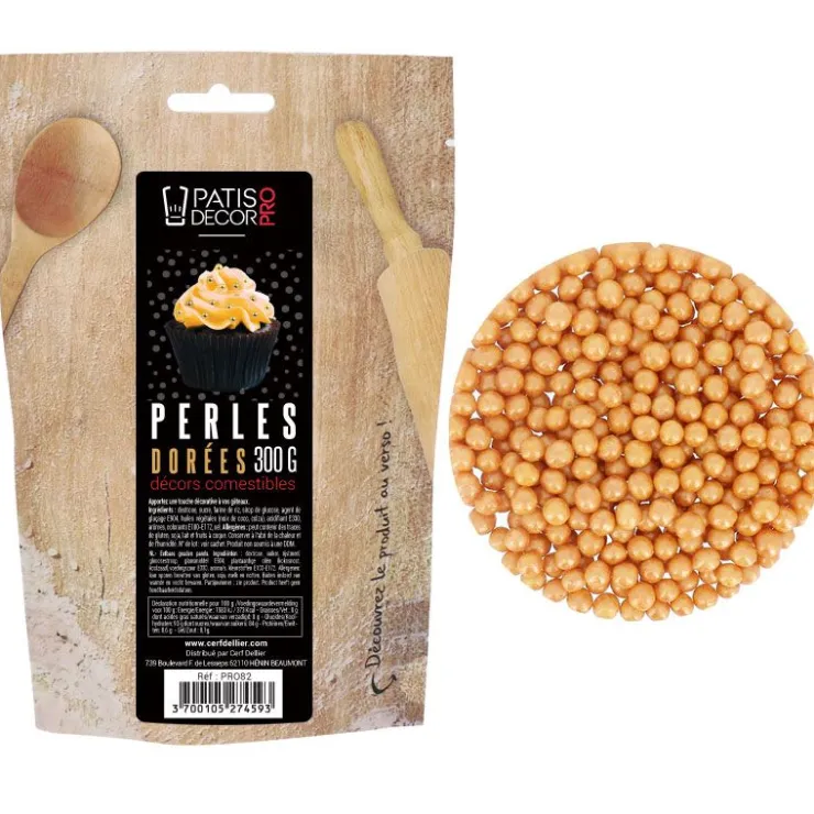 Décors perles dorées comestibles 300 g-Cerf Dellier Best