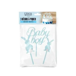 Décors sur pique bleus Baby Boy lapins-Cerf Dellier Outlet