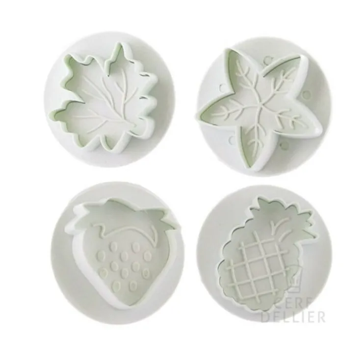 Découpoirs éjecteurs fruits assortis Patisdécor (x 4)-Cerf Dellier Best