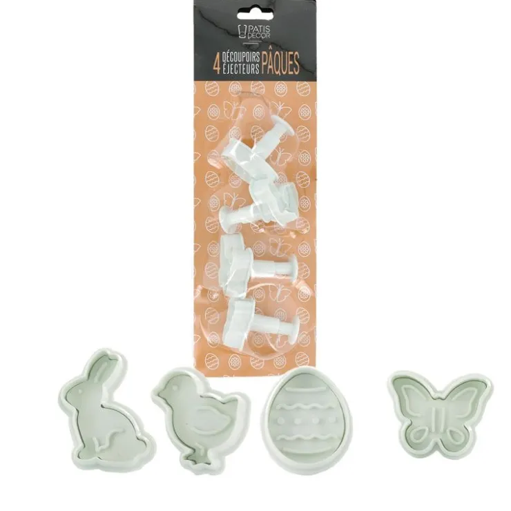 Découpoirs éjecteurs thème Pâques Patisdécor (x 4)-Cerf Dellier New