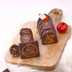 Embouts bûchettes chocolat Joyeuses Fêtes (x56)-Cerf Dellier Best