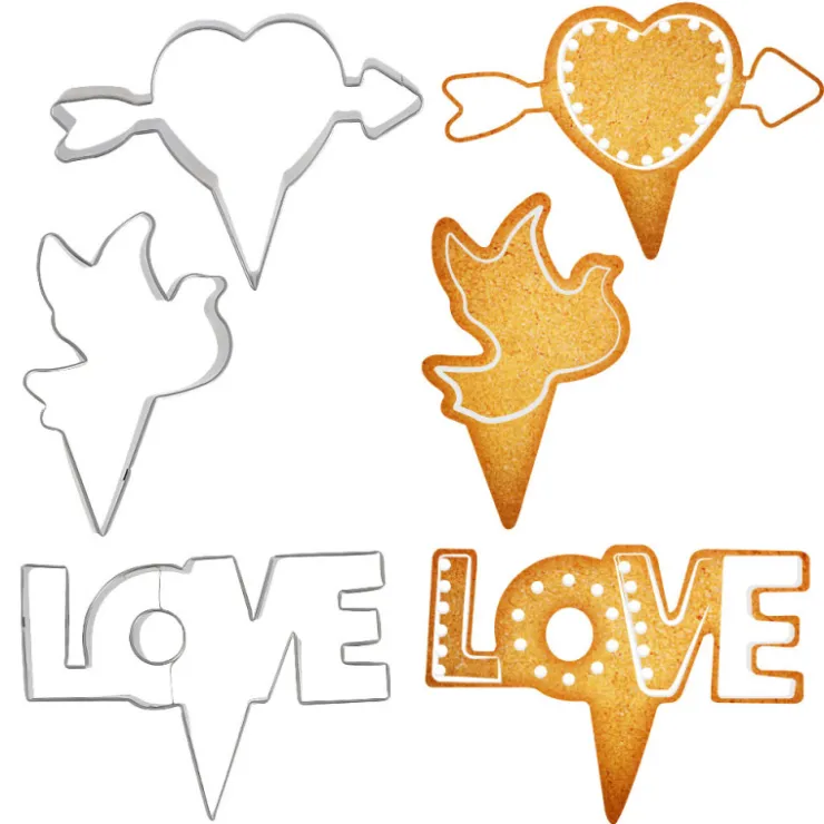 Emporte-pièces cake toppers thème Saint-Valentin (lot de 3)-Cerf Dellier